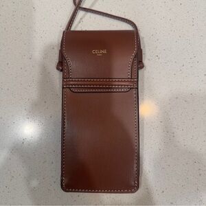 Celine Paris Brown Leather Sunglasses Carrier Case